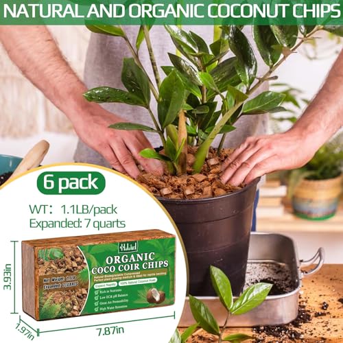 6 Pcs Coco Husk Chips for Plants