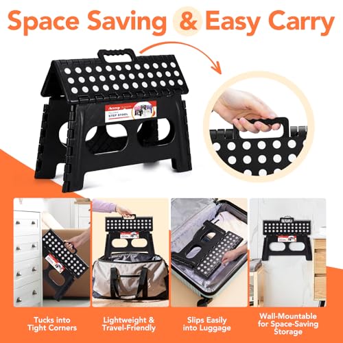 9 Inch Folding Step Stool (Widen Black / 9 Inch( Pack of 1))