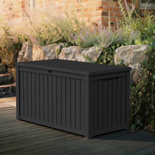 200Gal Outdoor Storage Box Waterproof Lockable Deck Box (Black / 200 gallons)