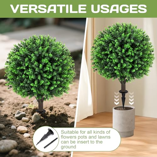 Set of 2 Artificial Green Eucalyptus Topiary Ball Tree (Green Eucalyptus)