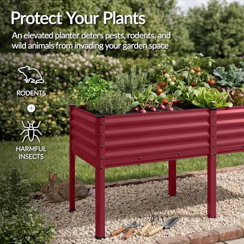 72x24x30in Non Toxic Galvanized Raised Garden Bed (72x24x30in / Royal Red)