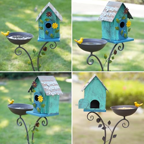 52" H Metal Bird Bath (Green)