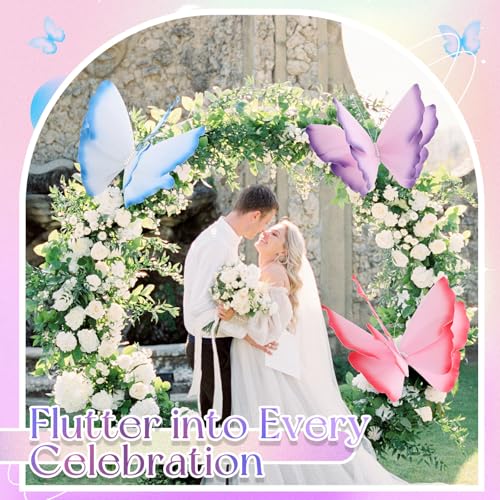 3 Pcs Giant Butterfly Decoration (Butterfly / Pink, Purple, Blue)