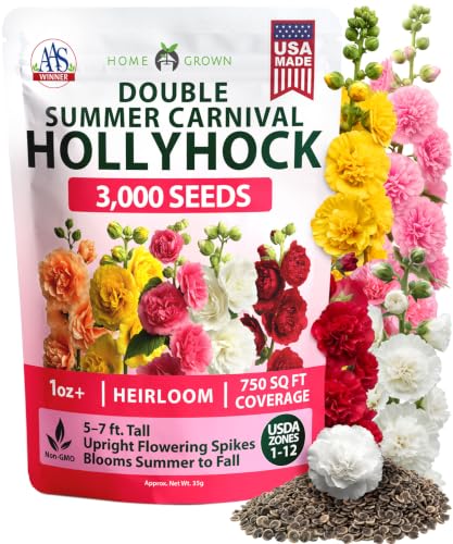Hollyhock Summer Carnival Mix 3000 Flower Seeds Alcea rosea