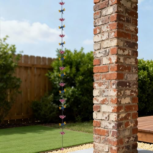 10ft Rain Chain with 12 (Pink-Lotus)