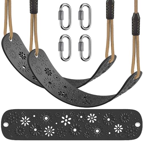 Swing Set Accessories Kids Swing Seat with Adjustable Rope (Black Swing Seat (2 Pack))