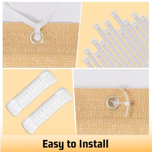 Shade Cloth 13x14 FT Sun Shade (13' x 14' custom size / Sand)
