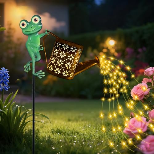 Solar Watering Can with Cascading Lights Outdoor Garden Decor (B.Frog)