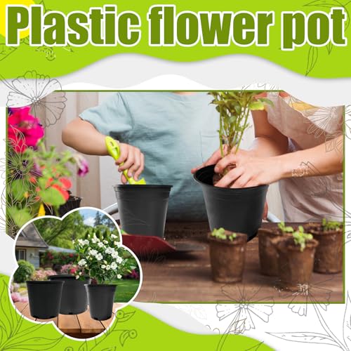 10 Gallon Nursery Pots Plastic Container Injection Molded Pot for Plants Flexible with Drainage Holes Suitable for Plants Soil Growers or Hydroponics Black 10 Pcs (10 Count)