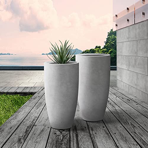 23.6" H Natural Concrete Tall Planters Two Pack (Natural Concrete / 23.6"H Two Pack)