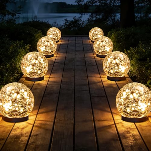 Solar Globe Lights Outdoor Waterproof (Warm White / 8 Globes)