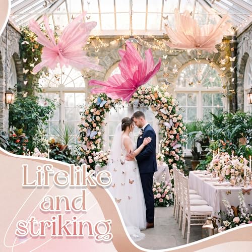 3 Pcs 19.7in Giant Butterfly Decoration for Wedding Reception (Butterfly / Pink, Peach Pink, Rose Red)