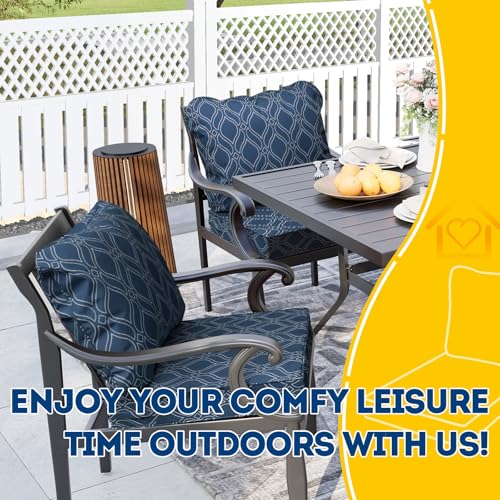 Outdoor Chair Cushions (Slate Blue Vine Trellis / 21"x21"x3" / 21"x17")