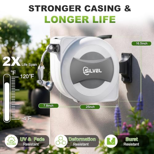 Automatic Retractable Garden Hose Reel (Light Grey / 1/2"×110FT-E)