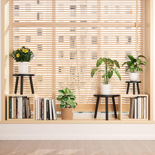 3 Pack Wood Plant Stands Indoor (Black / 3 Pack)