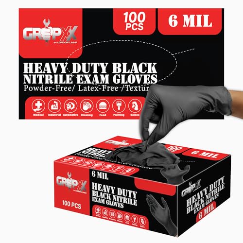 Heavy Duty 6 Mil Black Nitrile Gloves (X-Small)