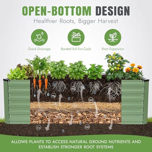 Galvanized Metal Raised Garden Bed 6×3×2FT (Olivegreen / 6×3×2ft)