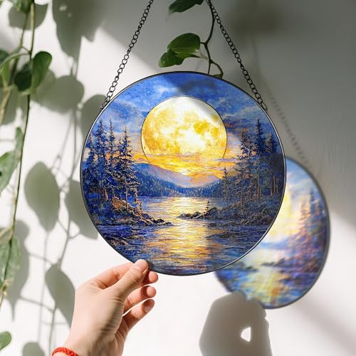 8'' Full Moon Over Forest Lake Suncatcher Ornament (Full Moon)