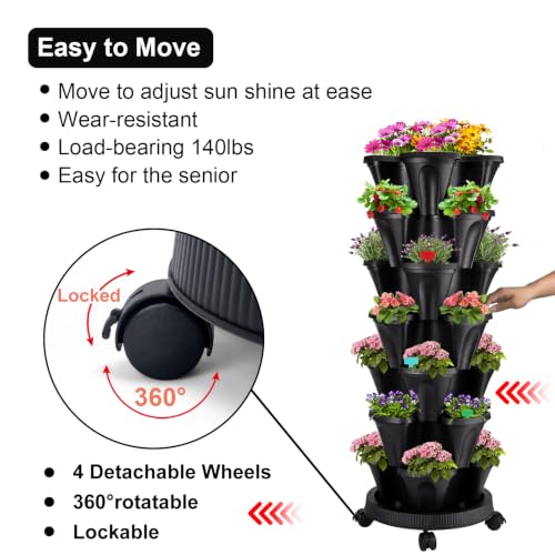 Vertical Planter Tower (Black / 7 Tier)