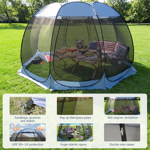 12'x12' Pop Up Screen House Tent (Charcoal Gray / 12'x12')