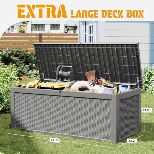 320 Gal Deck Box (320 Gallon / Rattan Grey)