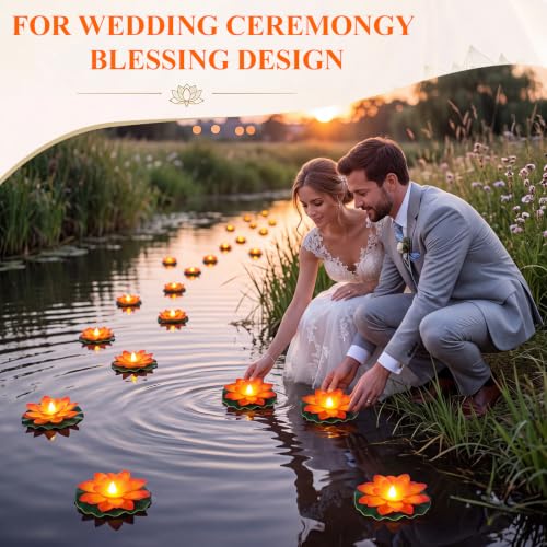 24 Pcs Floating Lotus LED Lights (Orange / 3.94 Inch)
