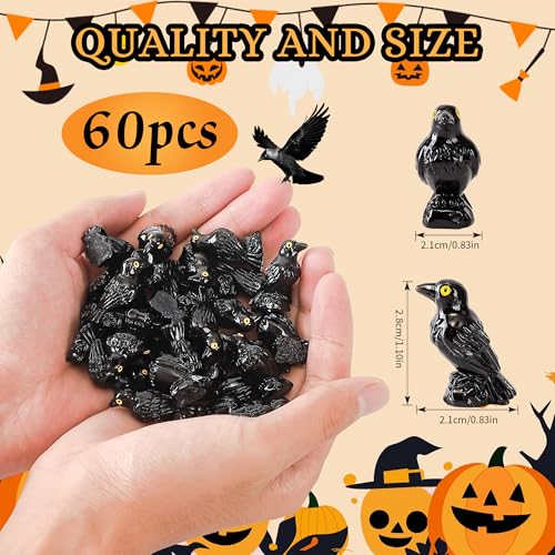 60 Pcs Miniature Resin Crows Black Raven Figurines Spooky Halloween Decor Tiny Animals for Terrariums & DIY Crafts (Cows / 60 Pcs)