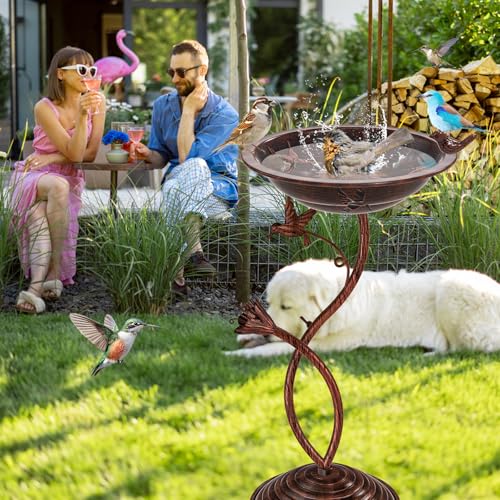 Bird Bath Garden for Outside (Vintage Copper - Hummingbird)