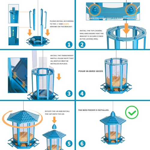 2 Pack Bird Feeders for Outdoor Hanging (Blue / 2 PACK)