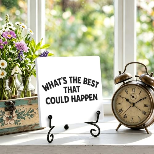 Motivational Quote for Home Office Book Shelf Table Decor 6.3x6.3 Inch 10 (Multicolor 1710 / Wooden sign with iron frame（6.3 x 6.3 inches）)