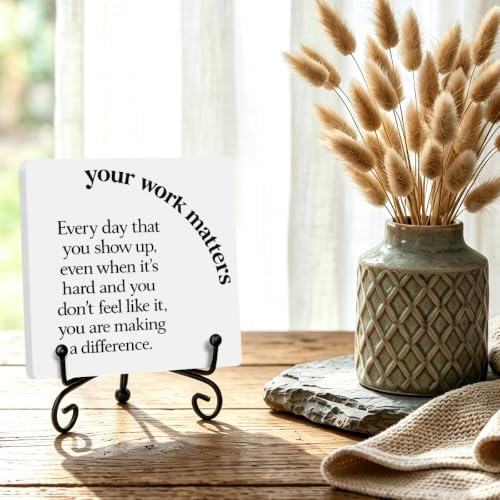 Motivational Quote for Home Office Book Shelf Table Decor 6.3x6.3 Inch 07 (Multicolor 1706 / Wooden sign with iron frame（6.3 x 6.3 inches）)
