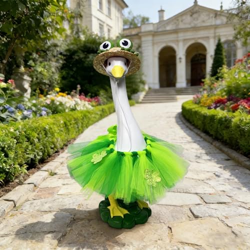 Porch Goose Statue (frog hat goose)