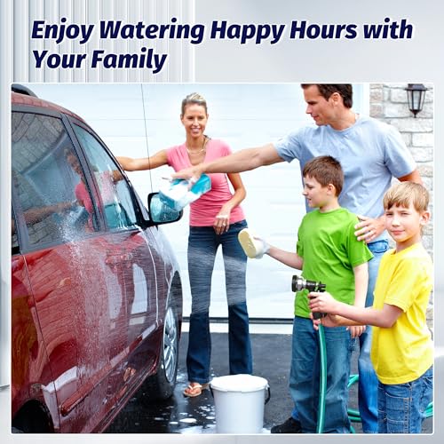 Garden-Hose-Nozzle, 2 Pack ABS Water Spray Nozzle, 7 Adjustable Watering Patterns, Slip Resistant for Watering Plants, Lawn& Garden, Washing Car, Showering Pets & Outdoor Fun.Silver Color (Silver)