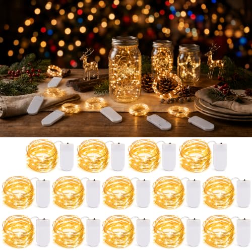14 Pack Fairy Lights Battery Operated (2032-14 Pack-Warm White)