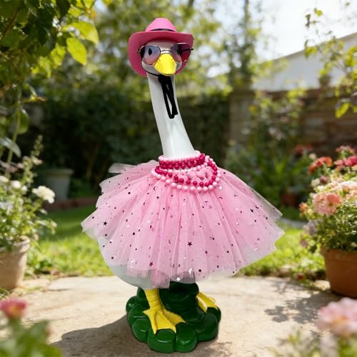 Porch Goose Garden Decor Statues Large White Yard Figurine with Outfit (star skirt goose)