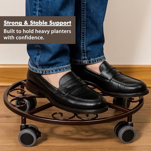 8 Pack Plant Caddy with Wheels & Saucers (Bronze)