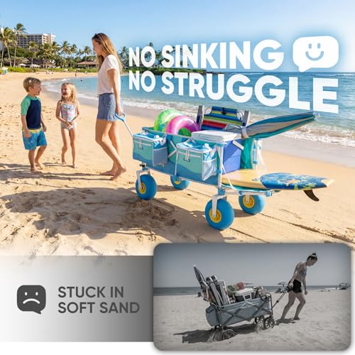 Heavy Duty Beach Wagon with 9" Big Sand (Turquoise)