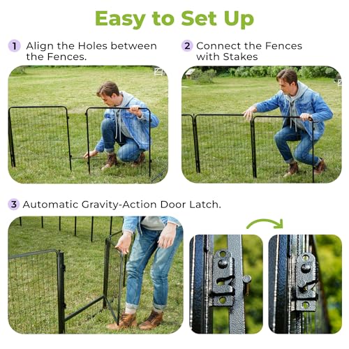 Tall Garden Fence with Gate (40 in(H) x 35.7 ft(L) 14 Panels +2 Gates / Black)