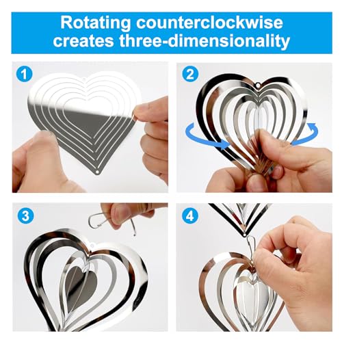 12 Metal Heart Bird Scarer Discs Set (12 Count)