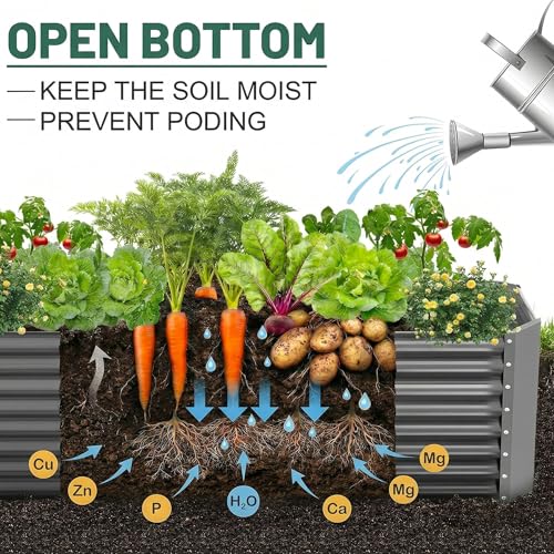 2 Pack 6×3×2 ft Galvanized Metal Raised Garden Bed (Gray / 6×3×2ft)