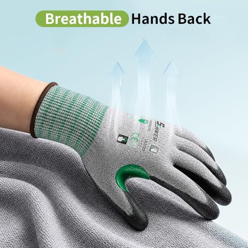12 Pairs A6 Cut Resistant Gloves with Reinforced Thumb (Grey / Large)