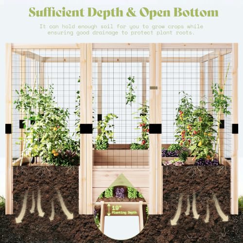 Raised Garden Bed with 19 Inch Deep Planter Box&Fence (7.5x9x6 FT)