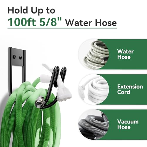 Black Metal Garden Hose Holder (2 Pack / Black)