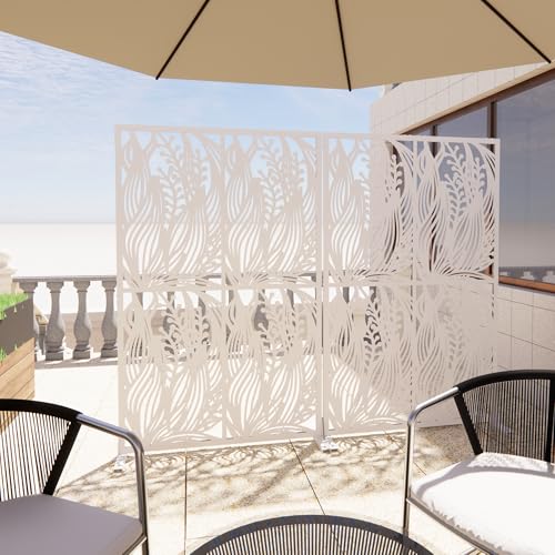 72" Metal Privacy Screen Leaf Pattern