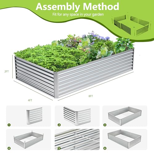 8x4x2FT Galvanized Raised Garden Bed
