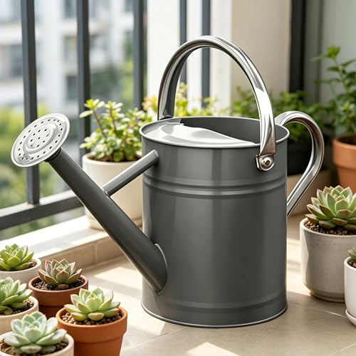 Metal Watering Can for Outdoor Plants (Gray)