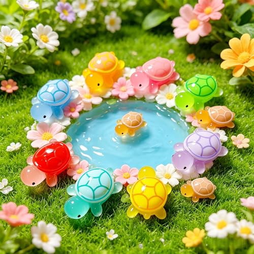 50 Pcs Luminous Small Resin Turtles Mini Sea Turtle Animal Figures (Small)