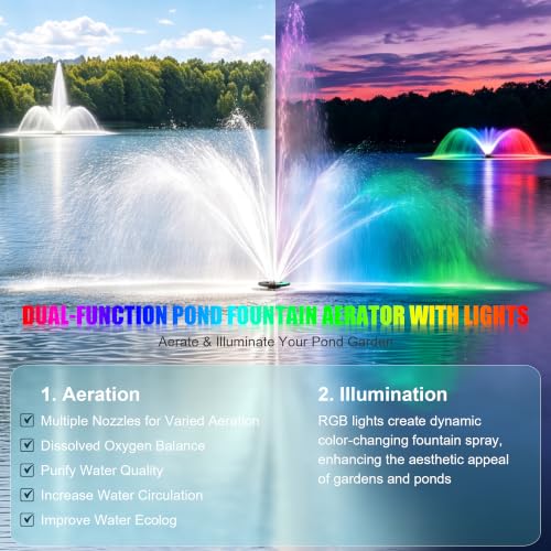 Pond Fountain Aerator With Lights (Blue C)