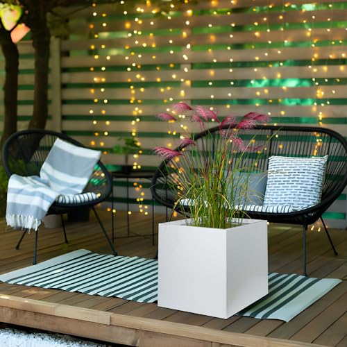 White Steel Planter Box 24 Inch (White / 24" L x 24" W x 24" H)