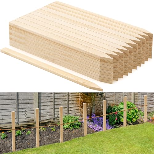 20 Pieces Wooden Garden Stakes 24 Inch Grade and Survey Stakes Wooden Garden and Sign Posts for Plant Support Silt Fence Yard Farm Survey Boundaries Baselines (Smooth Stakes / 24 Inch)